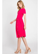 Load image into Gallery viewer, Fuchsia Button Dress