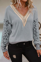 Load image into Gallery viewer, Lace V-neck Grey