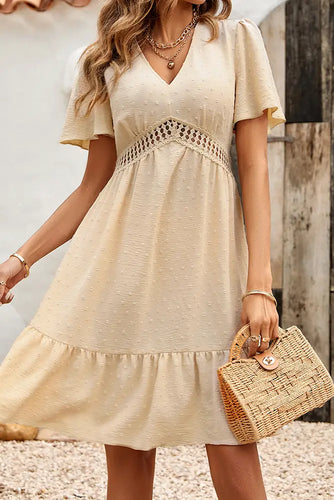 Swiss Dot Lace Detail Dress