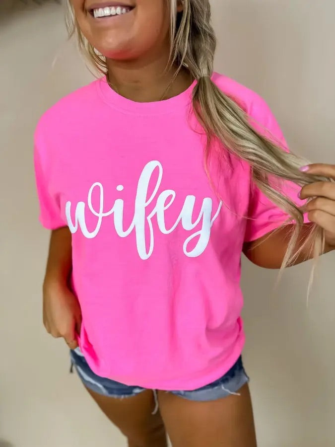 Wifey Neon Pink Graphic Tee