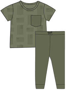 Military Flag Bamboo Pocket Tee + Jogger Set