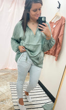 Load image into Gallery viewer, Green Satin Tassel Tie Top