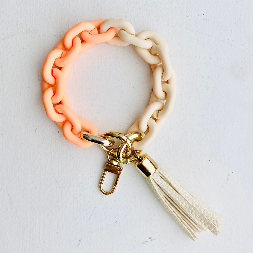 Chain Link Bangle Keychain | Boho Acrylic Wristlet Key Ring