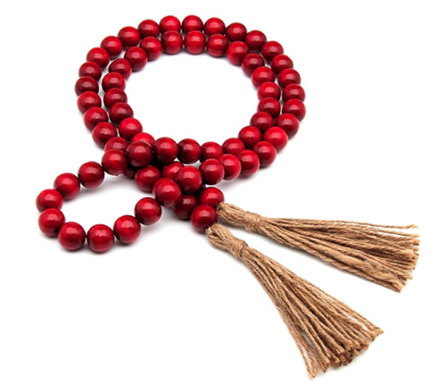 NEW!!! Eco-friendly Red Wood Bead Garland with Tassels