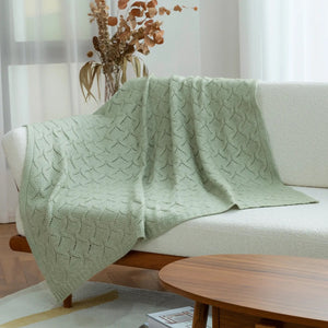Wave Pattern Knit Throw Blanket