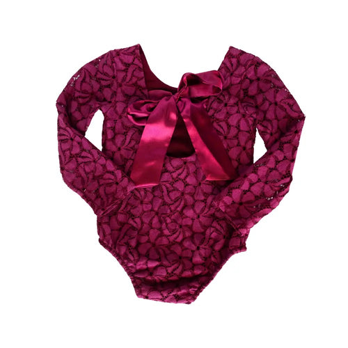 Wine Lace Bow Back Leotard