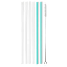 Load image into Gallery viewer, Clear + Aqua Reusable Straw Set