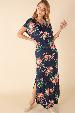 Navy Floral Maxi Dress